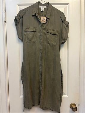 L.O.G.G Olive Utility Shirt Dress 2 NWOT